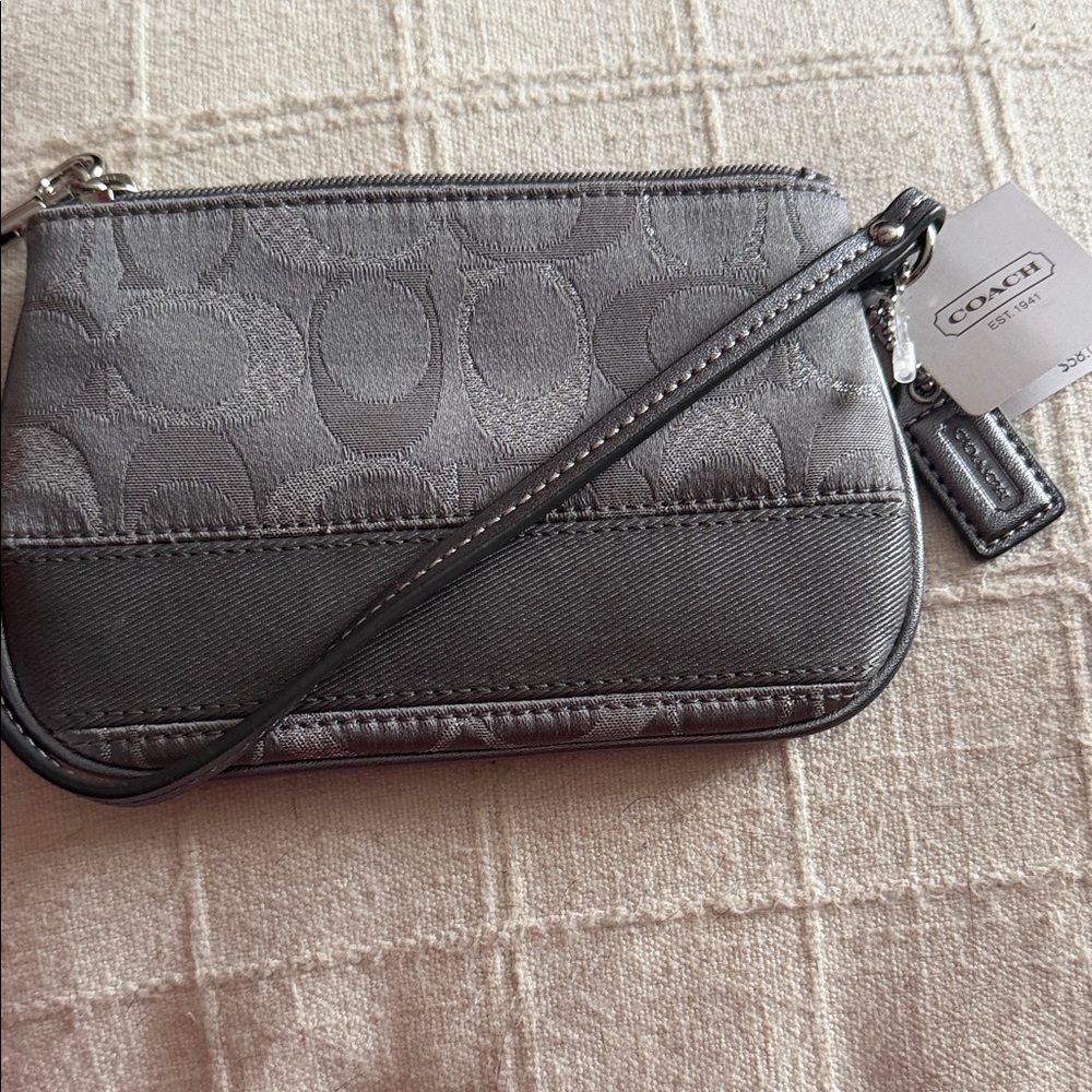 Coach Gray Signature Wristlet